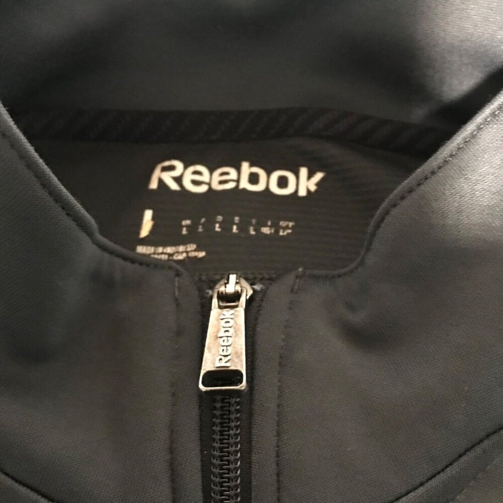 Reebok Jacket Men L Charcoal Full Zip Play Dry Pockets Polyester Lightweight